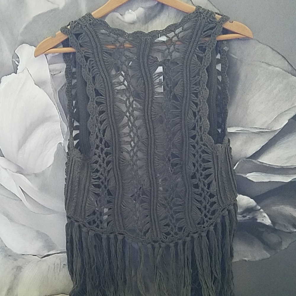 NEW! Boho Olive Crochet Vest, by Maurices, Size S - Picture 2 of 6
